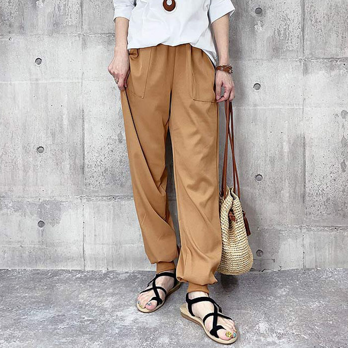 パンツ ジョガーパンツ レディース 春 夏 黒 おしゃれ ボトムス ロング ウエストゴム ポケット きれいめ [郵3]^b396^ | uricca | 03