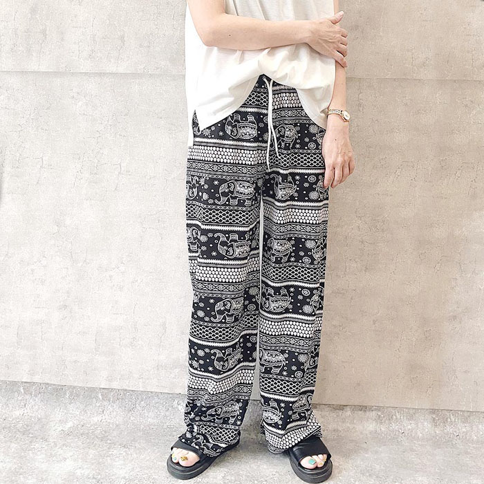 「期間限定！1090円 クーポンで」 パンツ ワイドパンツ レディース 春 夏 黒 白 おしゃれ セミワイド ストレート チェック 柄 [郵1.5]^b400^ | uricca | 17