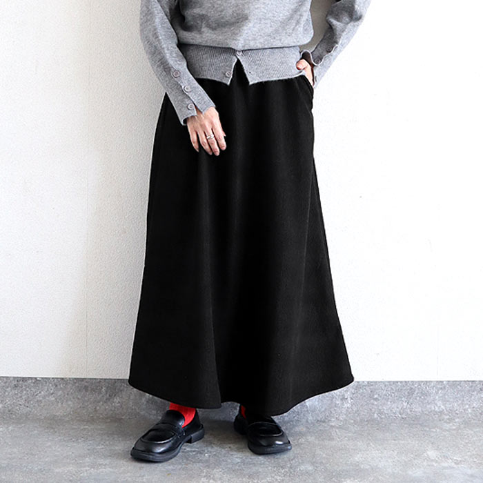 スカート フレアスカートロング レディース 裏起毛 秋 冬 黒 おしゃれ かわいい 30代 40代 50代 コーデュロイ リブ 極暖 ^b426^ | uricca | 01