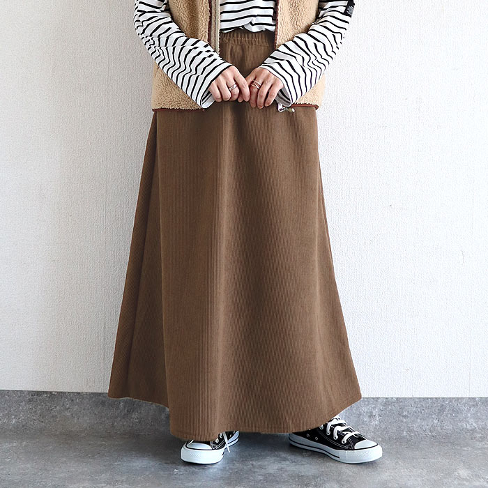 スカート フレアスカートロング レディース 裏起毛 秋 冬 黒 おしゃれ かわいい 30代 40代 50代 コーデュロイ リブ 極暖 ^b426^ | uricca | 04