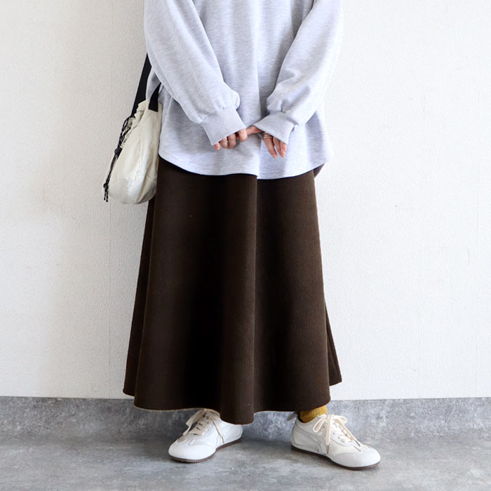 スカート フレアスカートロング レディース 裏起毛 秋 冬 黒 おしゃれ かわいい 30代 40代 50代 コーデュロイ リブ 極暖 ^b426^ | uricca | 03