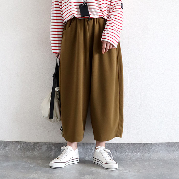 パンツ バレルパンツ カーブパンツ ワイドパンツ レディース 春 夏 秋 おしゃれ ボトムス ジョーゼット コットン 綿100 コーデュロイ ウエストゴム [郵3]^b427^ | uricca | 03