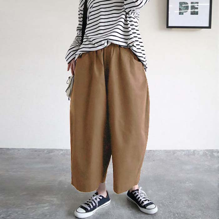 パンツ バレルパンツ カーブパンツ ワイドパンツ レディース 春 夏 秋 おしゃれ ボトムス ジョーゼット コットン 綿100 コーデュロイ ウエストゴム [郵3]^b427^ | uricca | 15