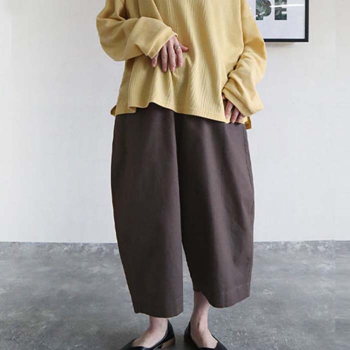 パンツ バレルパンツ カーブパンツ ワイドパンツ レディース 春 夏 秋 おしゃれ ボトムス ジョーゼット コットン 綿100 コーデュロイ ウエストゴム [郵3]^b427^ | uricca | 11