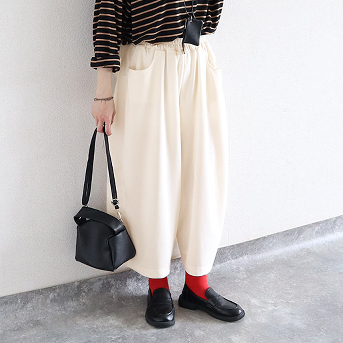 パンツ バレルパンツ カーブパンツ ワイドパンツ レディース 春 夏 秋 おしゃれ ボトムス ジョーゼット コットン 綿100 コーデュロイ ウエストゴム [郵3]^b427^ | uricca | 07