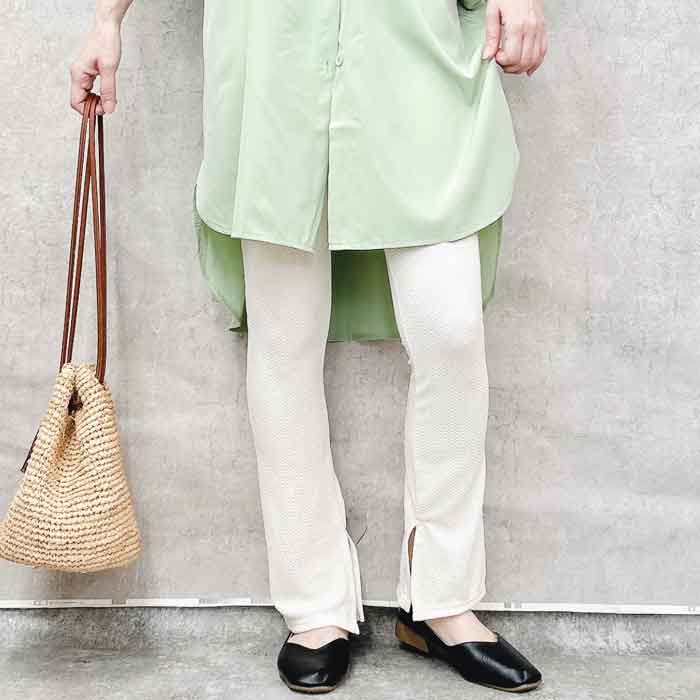 パンツ レギンス レギパン レディース ボトムス 秋 冬 黒 白 おしゃれ かわいい 30代 40代 50代 リブ 重ね着 [郵1.5]^b448^ | uricca | 04