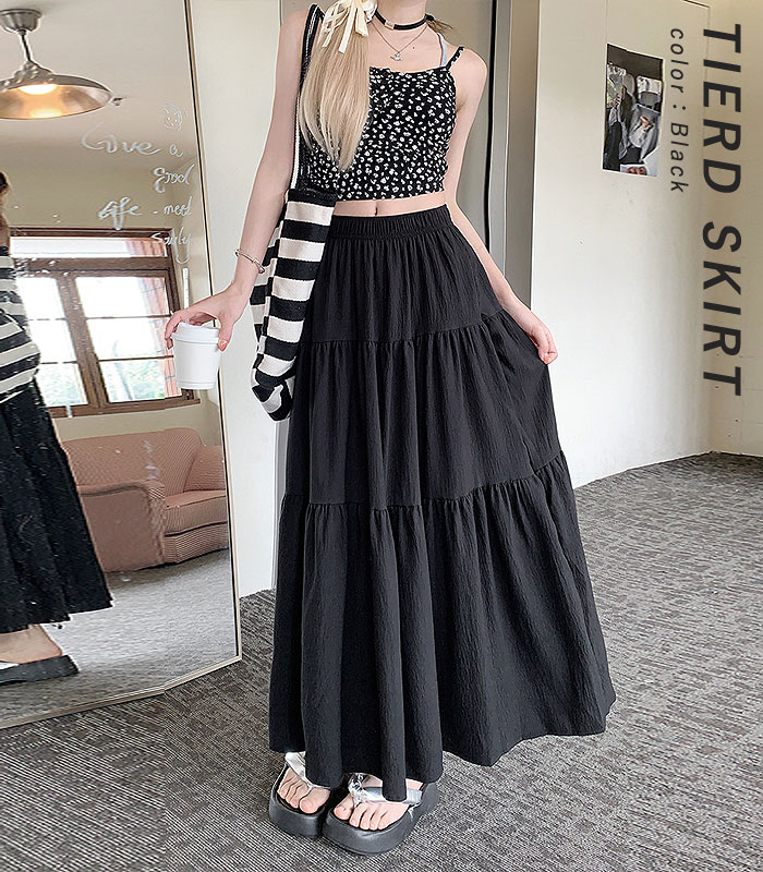 K401/Plantation ロングフレアスカート ウエストゴム M 黒 春秋 Plantation - K401/Plantation ロングフレアスカート ウエスト