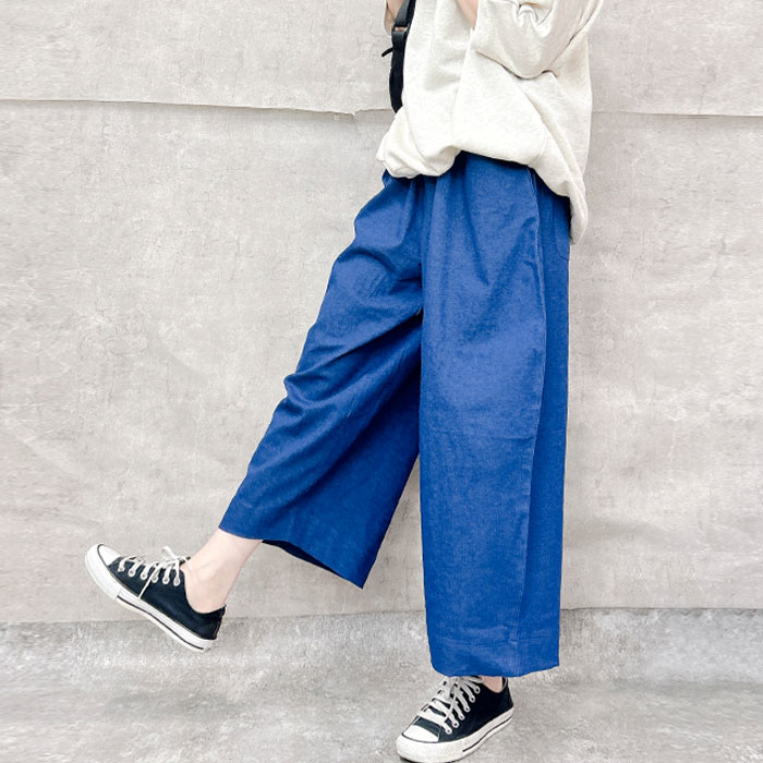 デニム パンツ ワイド レディース 春 夏 黒 おしゃれ クロップドパンツ ボトムス ジーンズ ジーパン 半端丈 [郵3]^b456^ | uricca | 03