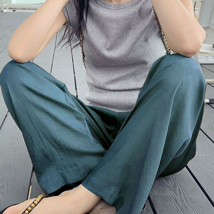 セミワイドパンツ レディース 春 夏 ウエストゴム 涼しい ロング丈 リラックス ボトムス 冷感(送料無料)[郵1.5]^b461^ | uricca | 10