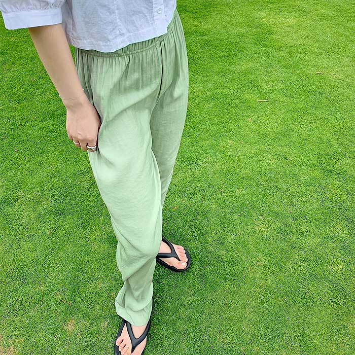 セミワイドパンツ レディース 春 夏 ウエストゴム 涼しい ロング丈 リラックス ボトムス 冷感(送料無料)[郵1.5]^b461^ | uricca | 09