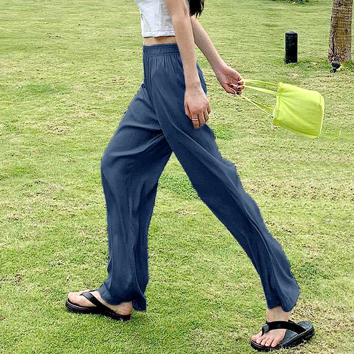 セミワイドパンツ レディース 春 夏 ウエストゴム 涼しい ロング丈 リラックス ボトムス 冷感(送料無料)[郵1.5]^b461^ | uricca | 04