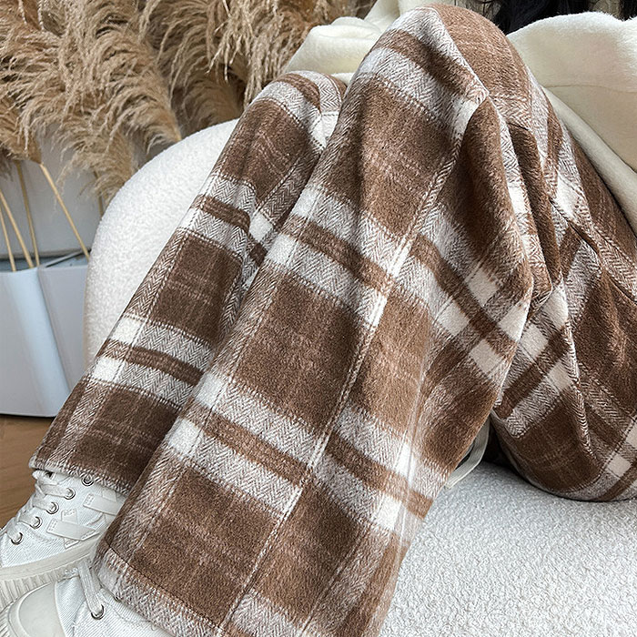 2395円 クーポンで！ パンツ ワイドパンツ レディース 秋 冬 黒 おしゃれ かわいい 30代 40代 50代 ワイド チェック 柄 メルトタッチ ボア 極暖 ^b464^ | uricca | 02