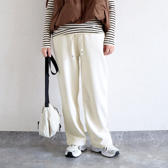 パンツ スウェット レディース 裏起毛 秋 冬 黒 おしゃれ かわいい ボトムス ストレート ボア ゆったり 極暖 [郵3]^b471^ | uricca | 04