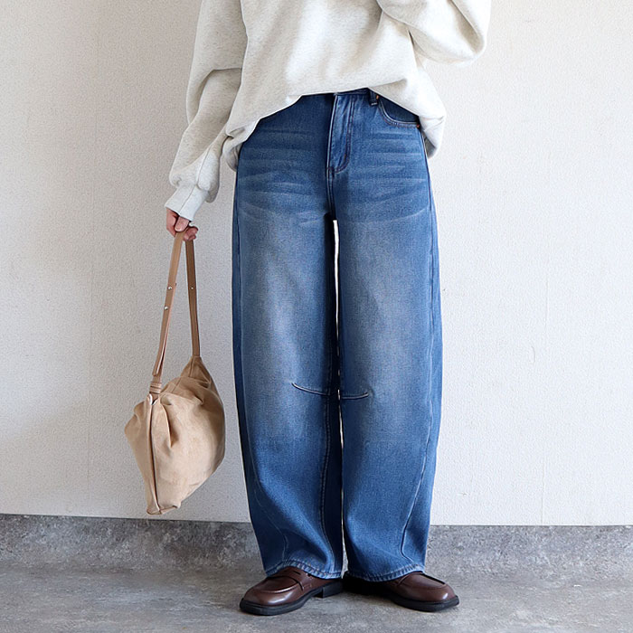 パンツ バレルパンツ ワイドパンツ デニム レディース 裏起毛 秋 冬 黒 おしゃれ ボア 防寒 ジーンズ ジーパン 極暖 ^b473^ | uricca | 01