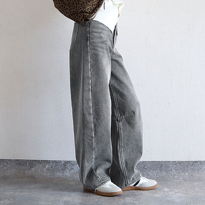 パンツ バレルパンツ ワイドパンツ デニム レディース 裏起毛 秋 冬 黒 おしゃれ ボア 防寒 ジーンズ ジーパン 極暖 ^b473^ | uricca | 06