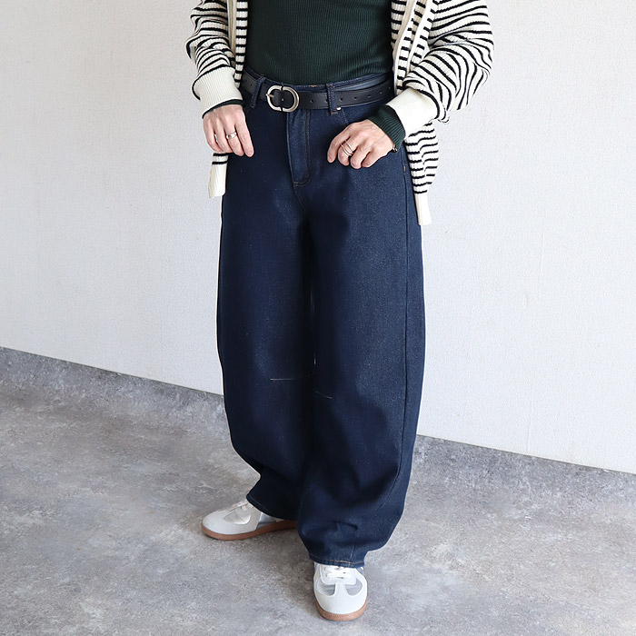 パンツ バレルパンツ ワイドパンツ デニム レディース 裏起毛 秋 冬 黒 おしゃれ ボア 防寒 ジーンズ ジーパン 極暖 ^b473^ | uricca | 03