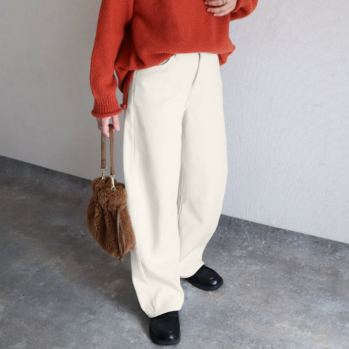 パンツ バレルパンツ ワイドパンツ デニム レディース 裏起毛 秋 冬 黒 おしゃれ ボア 防寒 ジーンズ ジーパン 極暖 ^b473^ | uricca | 05