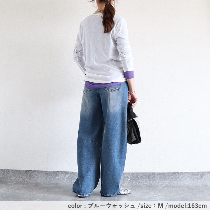 パンツ デニム バレルパンツ ワイドパンツ レディース 春 夏 秋 黒 おしゃれ かわいい カーブパンツ ジーンズ ジーパン [郵3]^b473n^ | uricca | 25