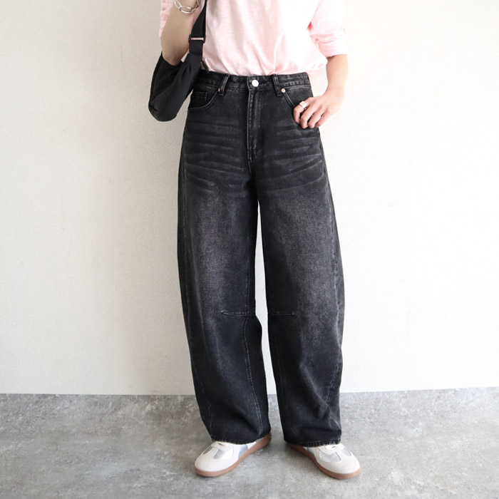 uricca パンツ デニム バレルパンツ ワイドパンツ レディース 春