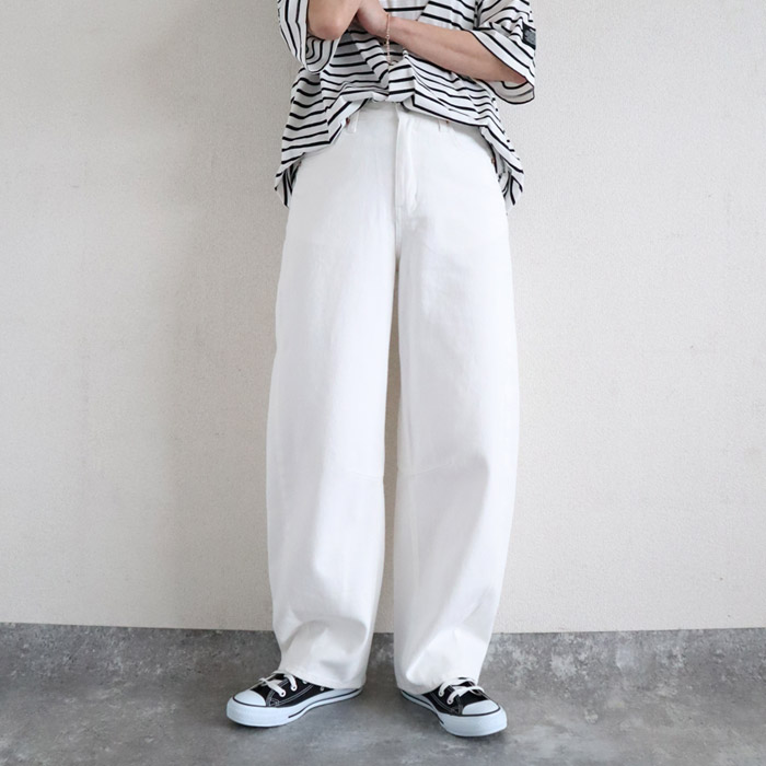 berryberry、YANÜK ホワイト ワイドデニム24 uricca パンツ デニム バレルパンツ ワイドパンツ レディース 春