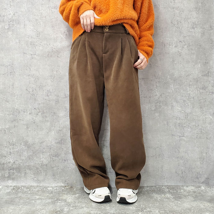 1592円 クーポンで！ パンツ ワイドパンツ ロング レディース 裏起毛 秋 冬 黒 白 おしゃれ かわいい 30代 40代 50代 リブ ボトムス [郵3]^b477^爆買 | uricca | 12