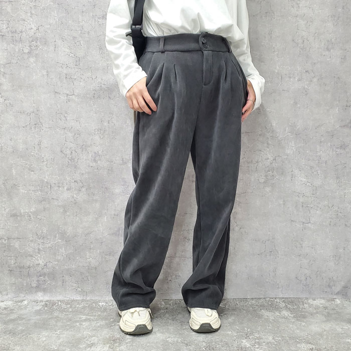 1592円 クーポンで！ パンツ ワイドパンツ ロング レディース 裏起毛 秋 冬 黒 白 おしゃれ かわいい 30代 40代 50代 リブ ボトムス [郵3]^b477^爆買 | uricca | 07