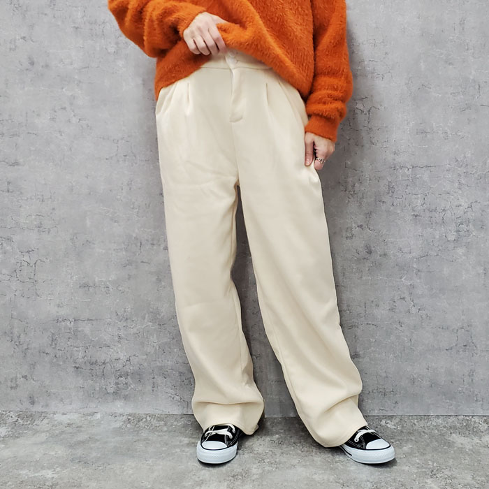 1592円 クーポンで！ パンツ ワイドパンツ ロング レディース 裏起毛 秋 冬 黒 白 おしゃれ かわいい 30代 40代 50代 リブ ボトムス [郵3]^b477^爆買 | uricca | 10