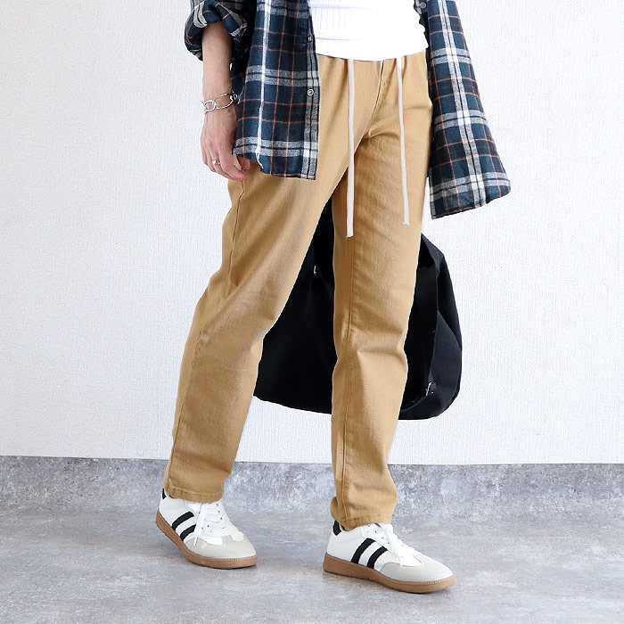パンツ レディース テーパードパンツ ストレッチパンツ ウエストゴム ボトムス 動きやすい ポケット付 春 夏 秋 冬 黒 ^b478^ | uricca | 02