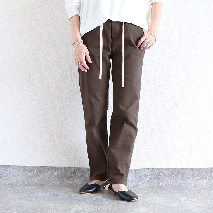 パンツ レディース テーパードパンツ ストレッチパンツ ウエストゴム ボトムス 動きやすい ポケット付 春 夏 秋 冬 黒 ^b478^ | uricca | 03