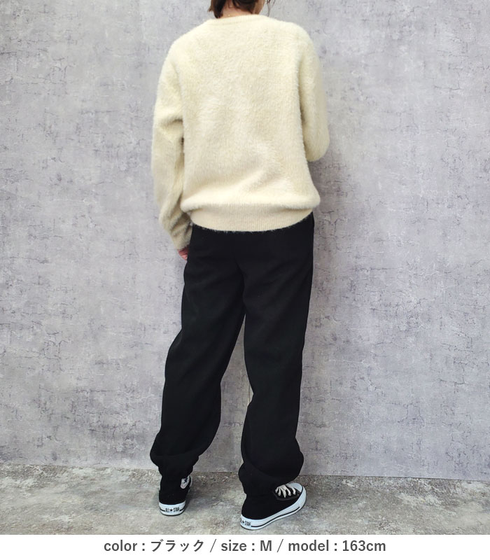 裏起毛 パンツ レディース ジョガーパンツ 秋 冬 黒 白 おしゃれ かわいい 30代 40代 50代 ボトムス ウエストゴム 刺繍紐 極暖 [郵3]^b480^ | uricca | 09