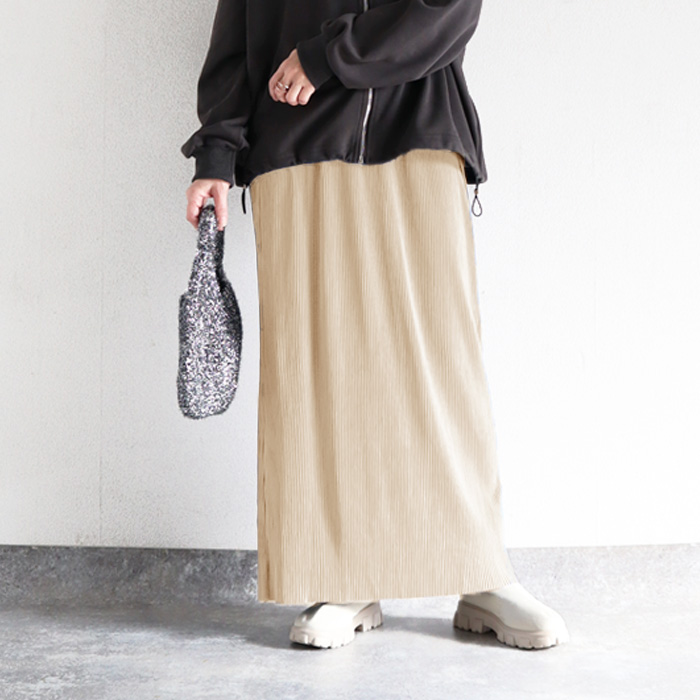 2691円 クーポンで！ タイトスカート スカート レディース 秋 冬 白 黒 おしゃれ ロング プリーツ ナロー ウエストゴム[郵3]^b488^バナー | uricca | 08