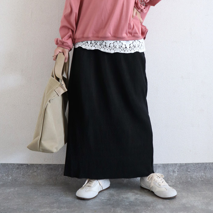 2392円 クーポンで！ タイトスカート スカート レディース 秋 冬 白 黒 おしゃれ ロング プリーツ ナロー ウエストゴム[郵3]^b488^バナー | uricca | 15