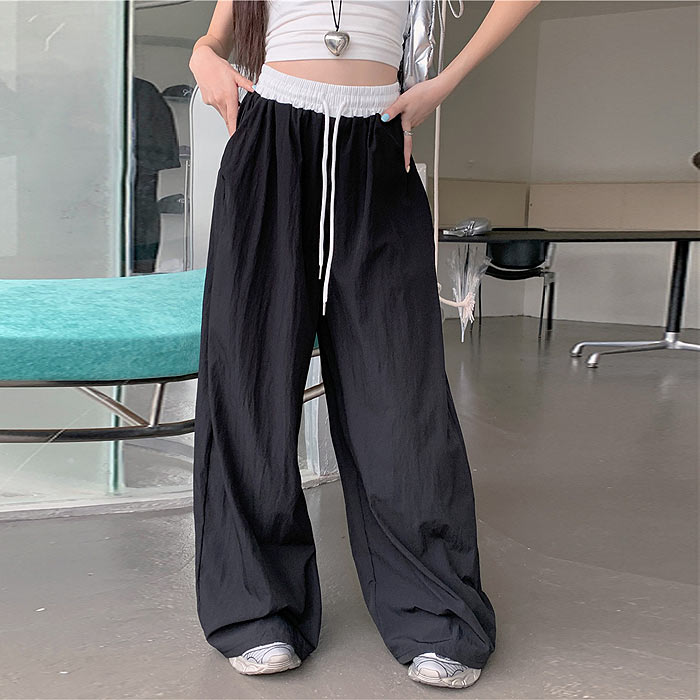 ボトムス レディース ワイドパンツ 春 夏 黒 おしゃれ 無地 ウエストゴム ポケット付  大きいサイズ シンプル[郵3]^b494^ | uricca | 01