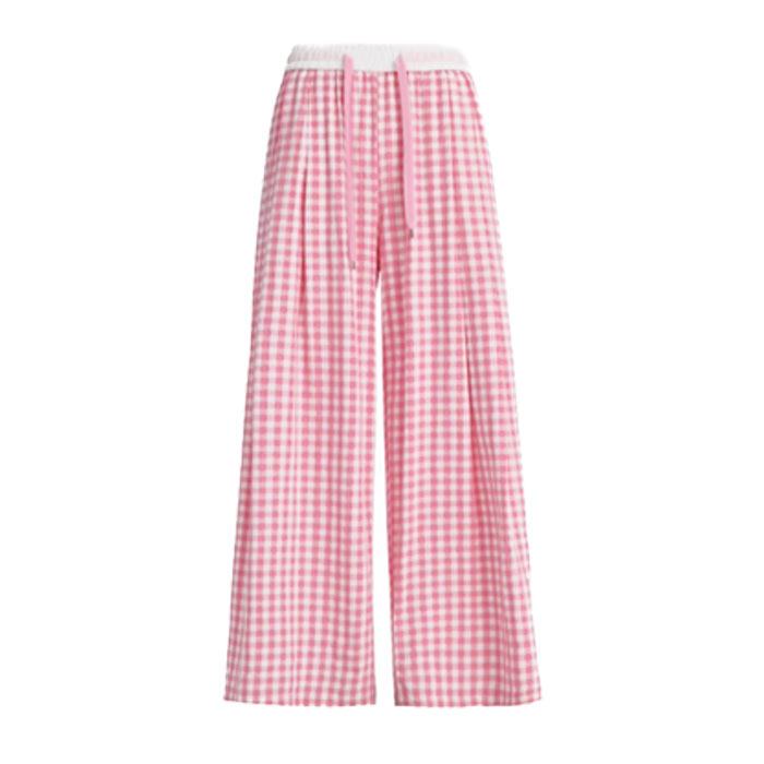 「1611円 クーポンで」 ボトムス レディース ストレートパンツ 春 夏 黒 おしゃれ チェック柄 ウエストゴム ポケット付 ゆったり 大きいサイズ[郵3]^b495^ | uricca | 03