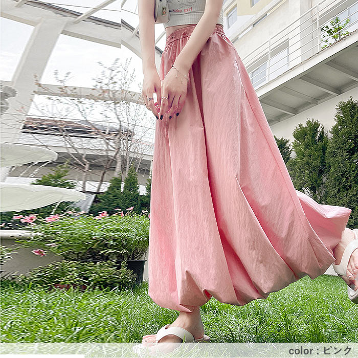 スカート ロング レディース バルーンスカート 春 夏 白 黒 おしゃれ かわいい 30代 40代 50代 無地 ボトムス [郵3]^b498^ | uricca | 23