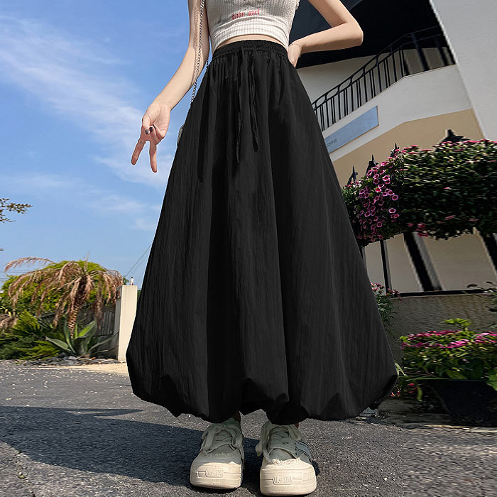 スカート ロング レディース バルーンスカート 春 夏 白 黒 おしゃれ かわいい 30代 40代 50代 無地 ボトムス [郵3]^b498^ | uricca | 02