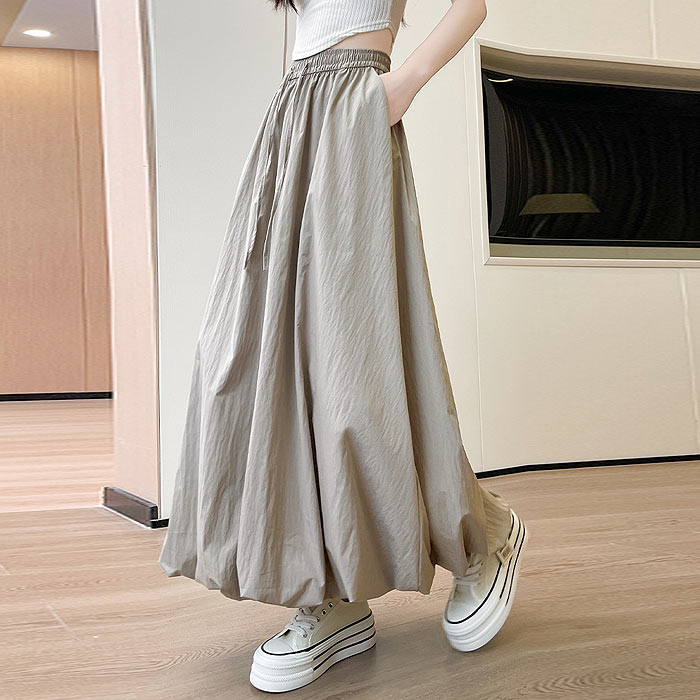 スカート ロング レディース バルーンスカート 春 夏 白 黒 おしゃれ かわいい 30代 40代 50代 無地 ボトムス [郵3]^b498^ | uricca | 04