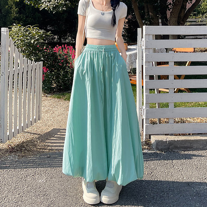 スカート ロング レディース バルーンスカート 春 夏 白 黒 おしゃれ かわいい 30代 40代 50代 無地 ボトムス [郵3]^b498^ | uricca | 10