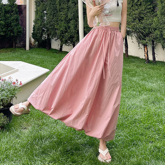 スカート ロング レディース バルーンスカート 春 夏 白 黒 おしゃれ かわいい 30代 40代 50代 無地 ボトムス [郵3]^b498^ | uricca | 09