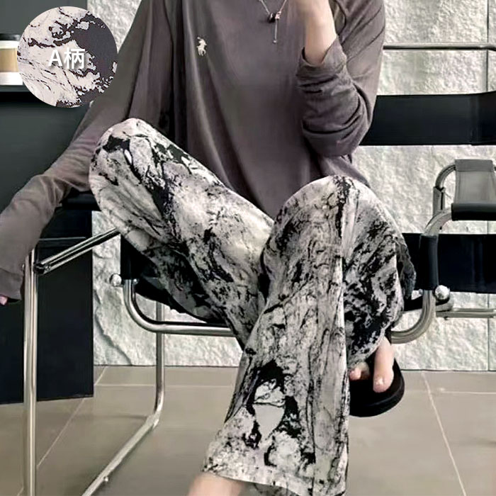 ボトムス レディース ワイドパンツ 春 夏 黒 おしゃれ 総柄 花柄 無地 ウエストゴム リボン付 涼しい ゆったり[郵1]^b499^ | uricca | 20