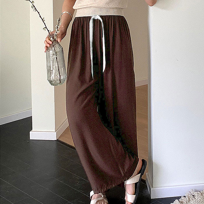 ボトムス レディース ワイドパンツ 春 夏 黒 おしゃれ 総柄 花柄 無地 ウエストゴム リボン付 涼しい ゆったり[郵1]^b499^ | uricca | 02