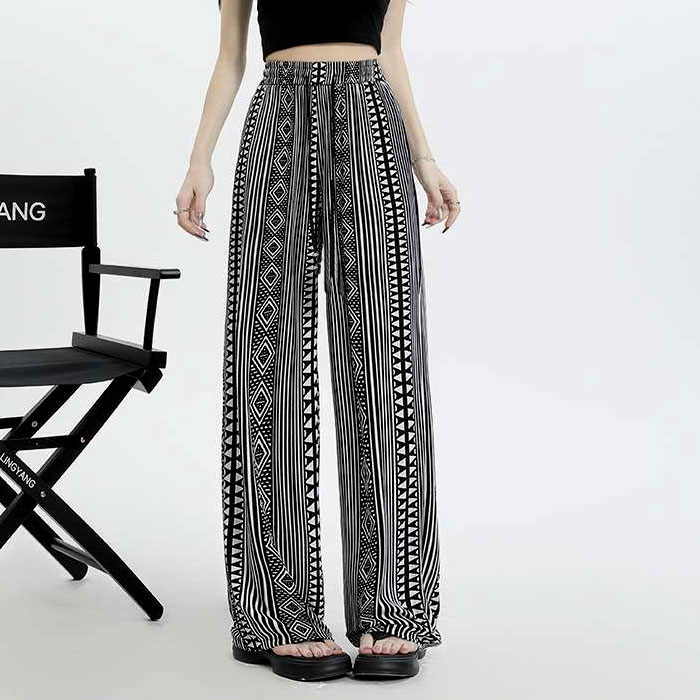 ボトムス レディース ワイドパンツ 春 夏 黒 おしゃれ 総柄 花柄 無地 ウエストゴム リボン付 涼しい ゆったり[郵1]^b499^ | uricca | 09