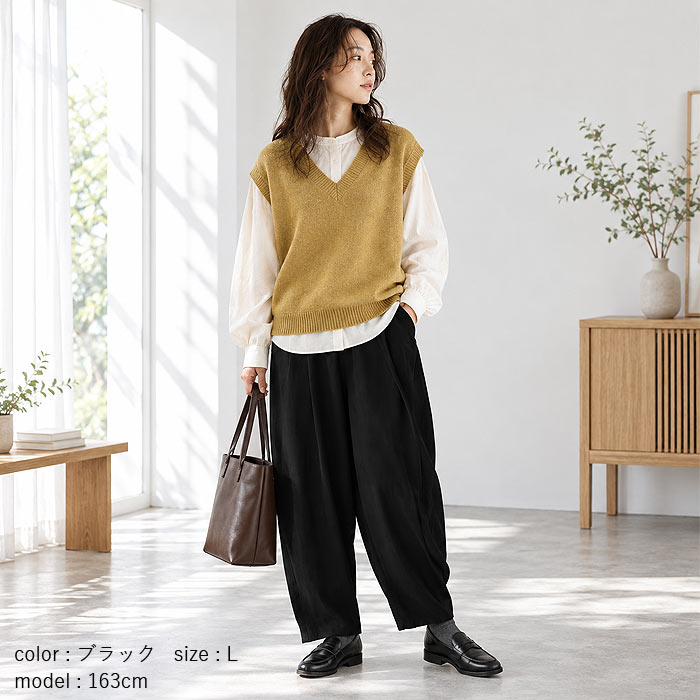 パンツ ワイド レディース カーブパンツ バレルレッグ 春 夏 秋 白 黒 おしゃれ かわいい 30代 40代 50代 ボトムス ズボン ^b500^ | uricca | 26