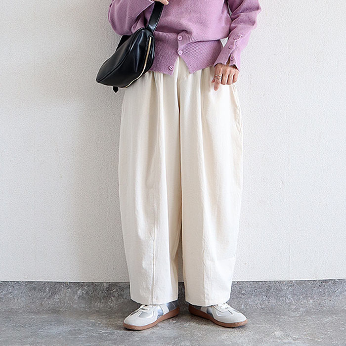 パンツ ワイド レディース ボトムス カーブパンツ バレルレッグ 秋 冬 白 黒 おしゃれ かわいい 30代 40代 50代 [郵2]^b500^ | uricca | 04