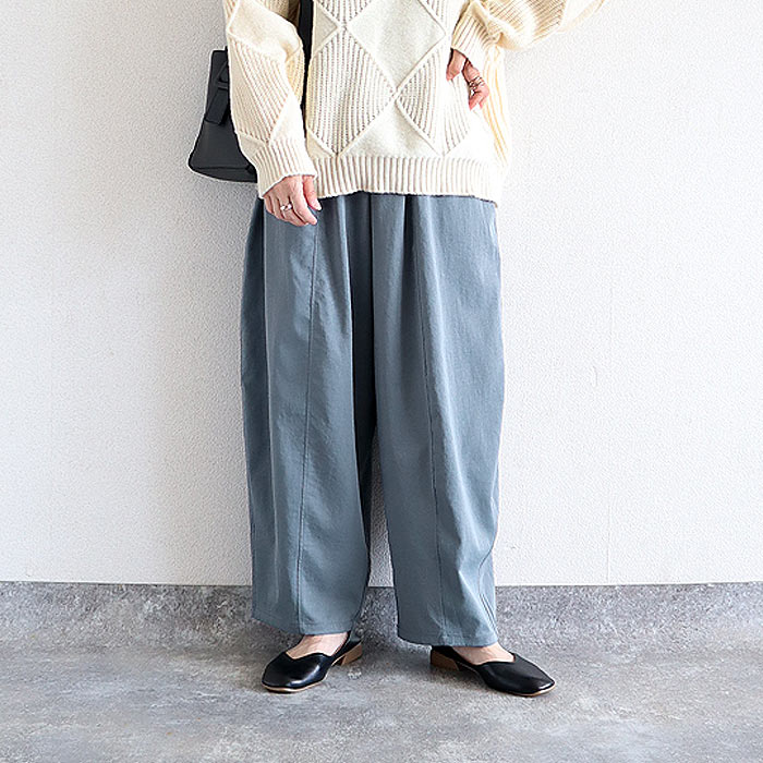 パンツ ワイド レディース ボトムス カーブパンツ バレルレッグ 秋 冬 白 黒 おしゃれ かわいい 30代 40代 50代 [郵2]^b500^ | uricca | 03