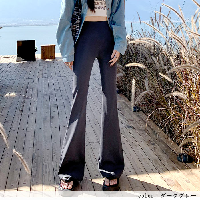 レギパン パンツ レディース 秋 冬 黒 おしゃれ かわいい 30代 40代 50代 ボトムス フレアパンツ レギンス ストレッチ [郵2]^b503^ | uricca | 09