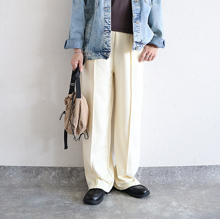 2691円 クーポンで！ ボトムス レディース スウェット 秋 冬 白 黒 おしゃれ かわいい 30代 40代 50代 無地 センターライン ウエストゴム　[郵3]^b504^ | uricca | 06