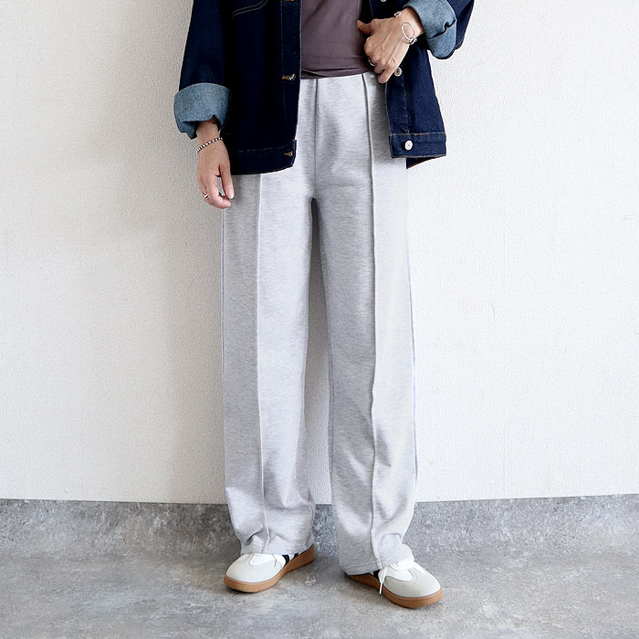 2691円 クーポンで！ ボトムス レディース スウェット 秋 冬 白 黒 おしゃれ かわいい 30代 40代 50代 無地 センターライン ウエストゴム　[郵3]^b504^ | uricca | 02