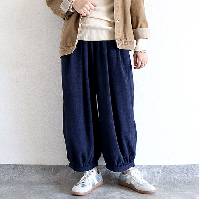 特別価格 ボトムス レディース バルーンパンツ 秋 冬 白 黒 おしゃれ コーデュロイ サルエルパンツ ゆったり カジュアル ナチュラル 裾絞り[郵3]^b506^ | uricca | 03