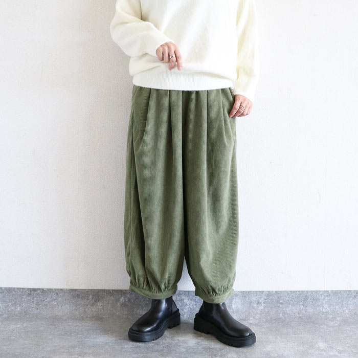 特別価格 ボトムス レディース バルーンパンツ 秋 冬 白 黒 おしゃれ コーデュロイ サルエルパンツ ゆったり カジュアル ナチュラル 裾絞り[郵3]^b506^ | uricca | 05